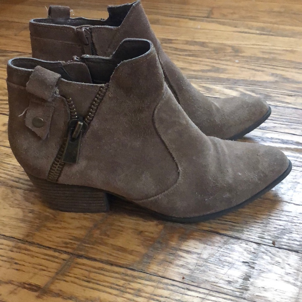 Tan suede booties